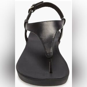 Fitflop Women's Lainey Toe-thong Back-strap Sandals Black leather Size 10